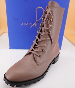 Stuart Weitzman Norrie Taupe Military Ankle Boots Size 11 NEW $595 Granny Lace